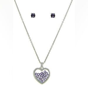 The Skyline Collection Fine Silver plated Heart Women’s Earrings & necklace sets